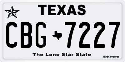 TX license plate CBG7227