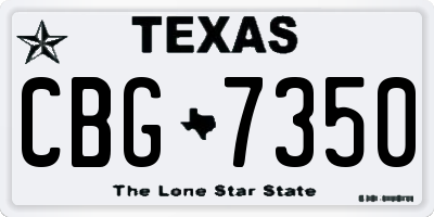 TX license plate CBG7350