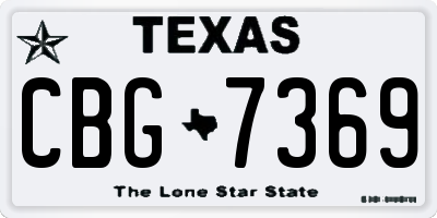 TX license plate CBG7369