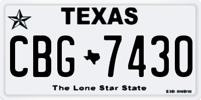 TX license plate CBG7430