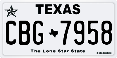 TX license plate CBG7958