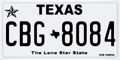 TX license plate CBG8084