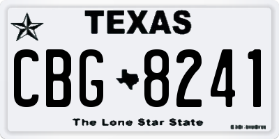 TX license plate CBG8241