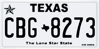 TX license plate CBG8273