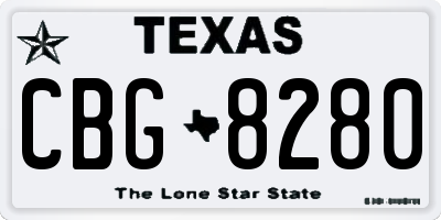 TX license plate CBG8280