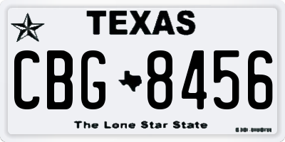 TX license plate CBG8456