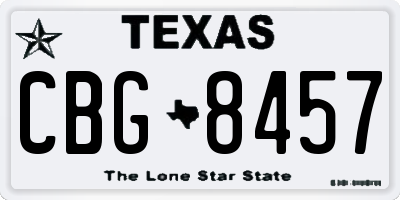 TX license plate CBG8457