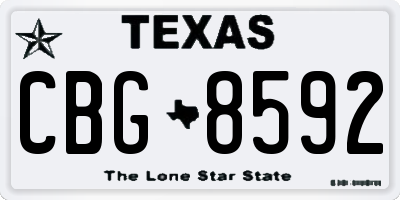 TX license plate CBG8592