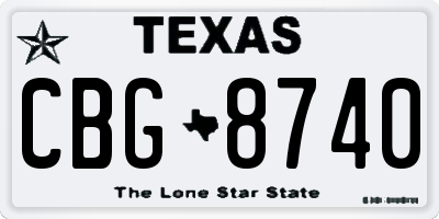 TX license plate CBG8740