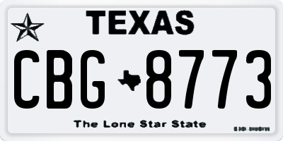 TX license plate CBG8773