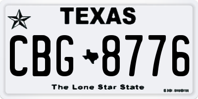 TX license plate CBG8776