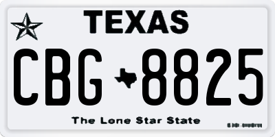 TX license plate CBG8825