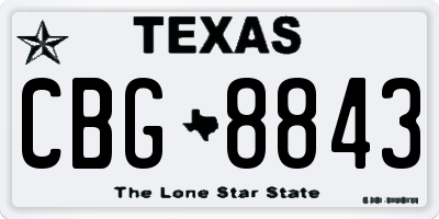 TX license plate CBG8843