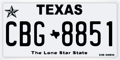 TX license plate CBG8851