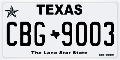 TX license plate CBG9003
