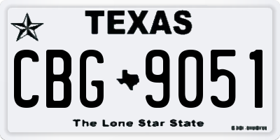 TX license plate CBG9051