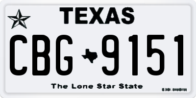 TX license plate CBG9151