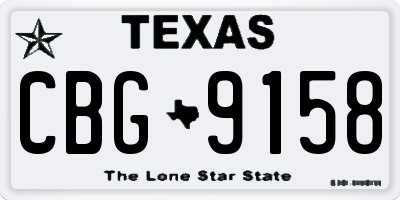 TX license plate CBG9158