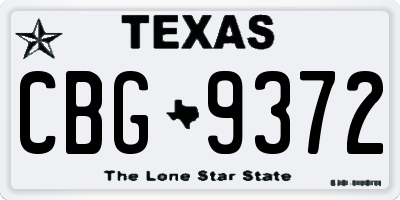 TX license plate CBG9372