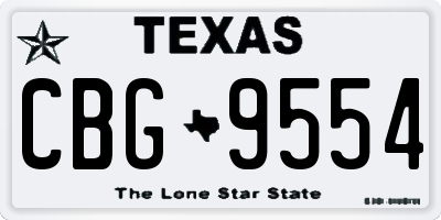 TX license plate CBG9554