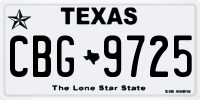 TX license plate CBG9725