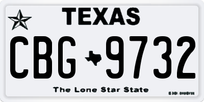 TX license plate CBG9732