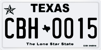TX license plate CBH0015