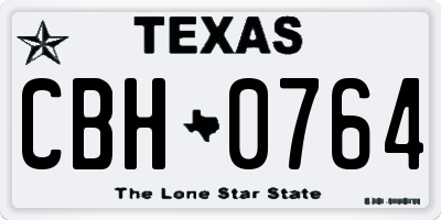 TX license plate CBH0764