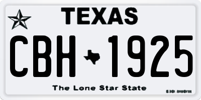 TX license plate CBH1925