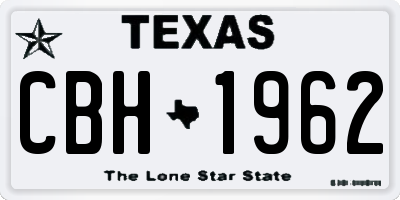 TX license plate CBH1962
