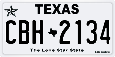 TX license plate CBH2134