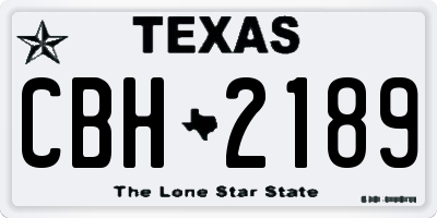 TX license plate CBH2189