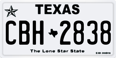 TX license plate CBH2838
