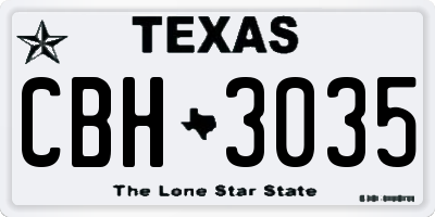 TX license plate CBH3035