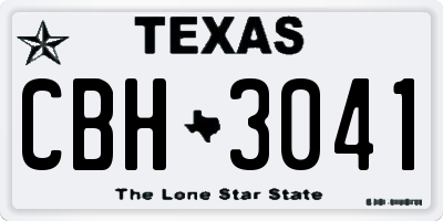 TX license plate CBH3041