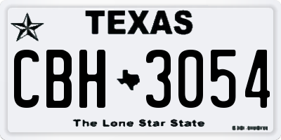TX license plate CBH3054