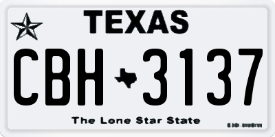 TX license plate CBH3137
