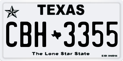 TX license plate CBH3355
