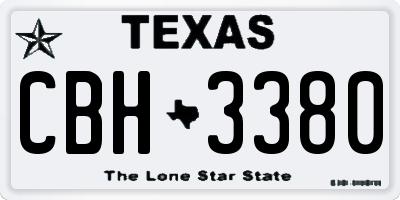 TX license plate CBH3380