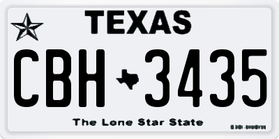 TX license plate CBH3435