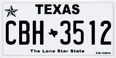 TX license plate CBH3512