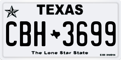 TX license plate CBH3699