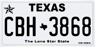 TX license plate CBH3868