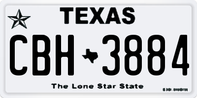 TX license plate CBH3884