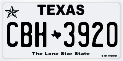 TX license plate CBH3920