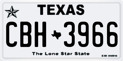 TX license plate CBH3966