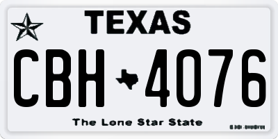 TX license plate CBH4076