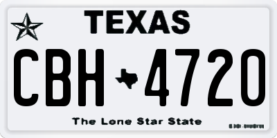 TX license plate CBH4720