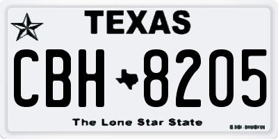 TX license plate CBH8205