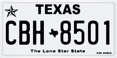TX license plate CBH8501